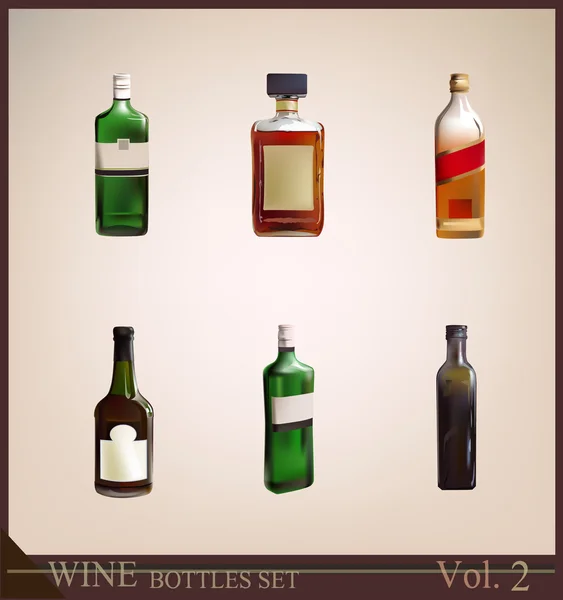 Bottiglia realistica di vino Collezione di vini — Vettoriale Stock