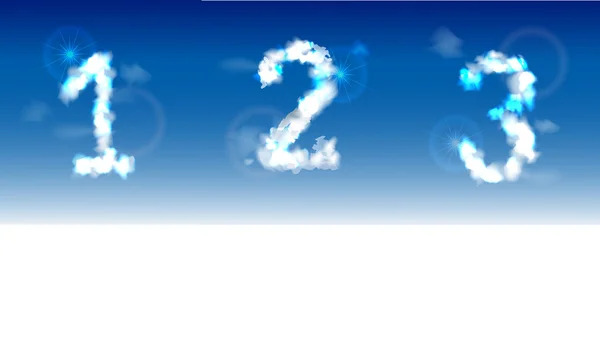 Alfabeto y números hechos de nubes (ver más archivos ) — Vector de stock
