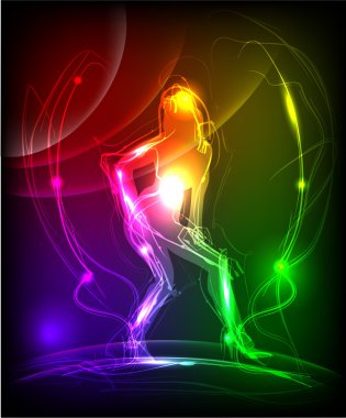 kızlar ile Neon arka plan