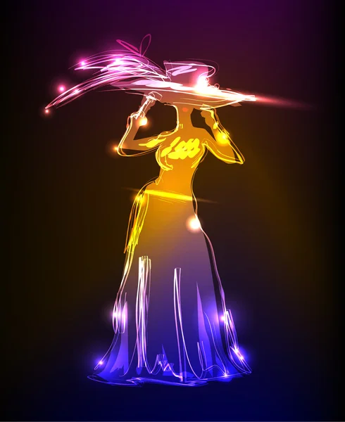 Neon lady — Stock Vector