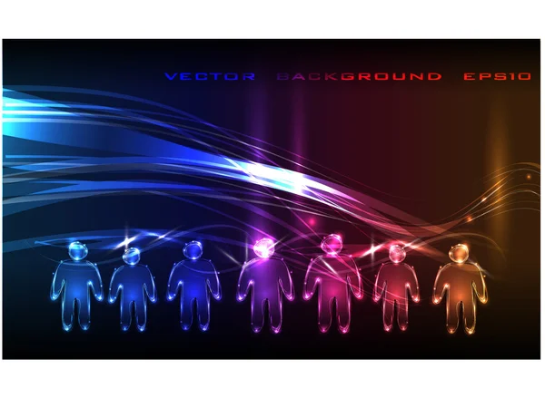 Neon orang, koleksi keluarga - Stok Vektor