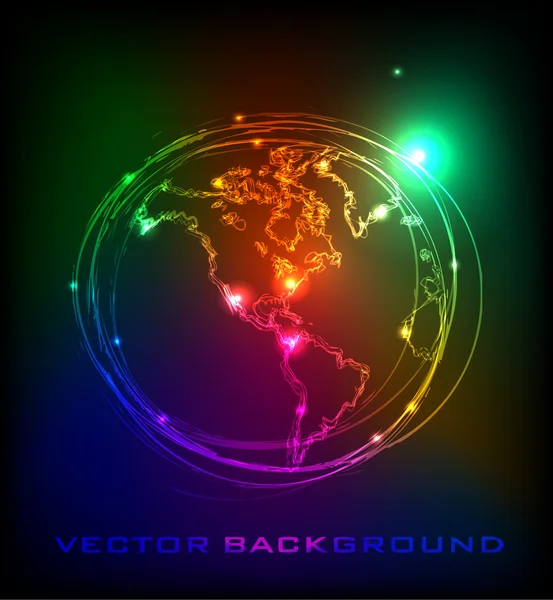 Neon Business Background mit Globus — Stockvektor