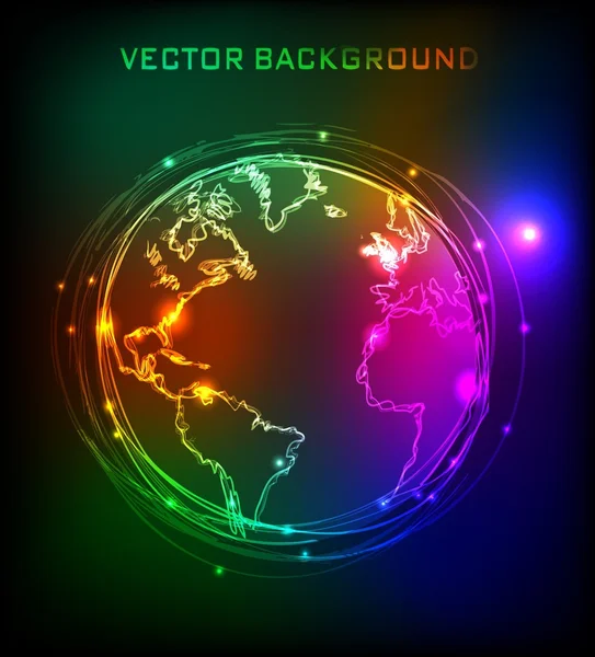 Neon Business Background mit Globus — Stockvektor
