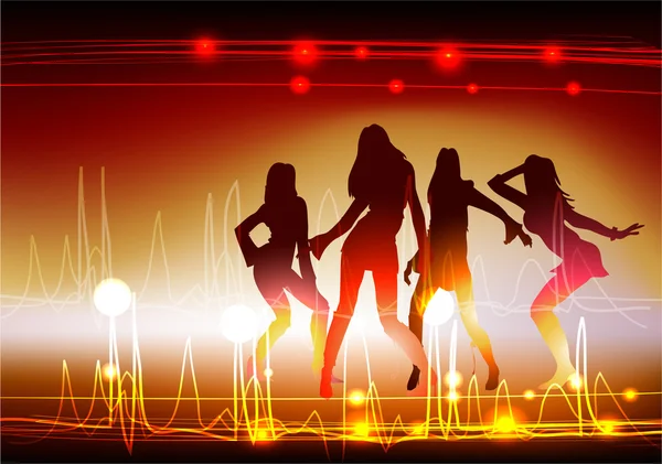 Neon background with girls — Stock Vector