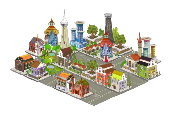 3D stad achtergrond — Stockvector