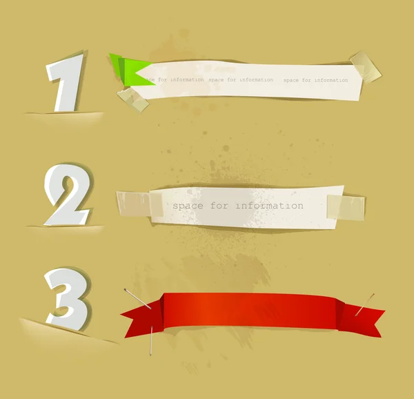 Fond de papier déchiré et numéros d'autocollants en papier — Image vectorielle
