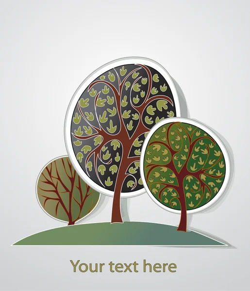 做成的纸制贴纸树木的背景 — 图库矢量图片