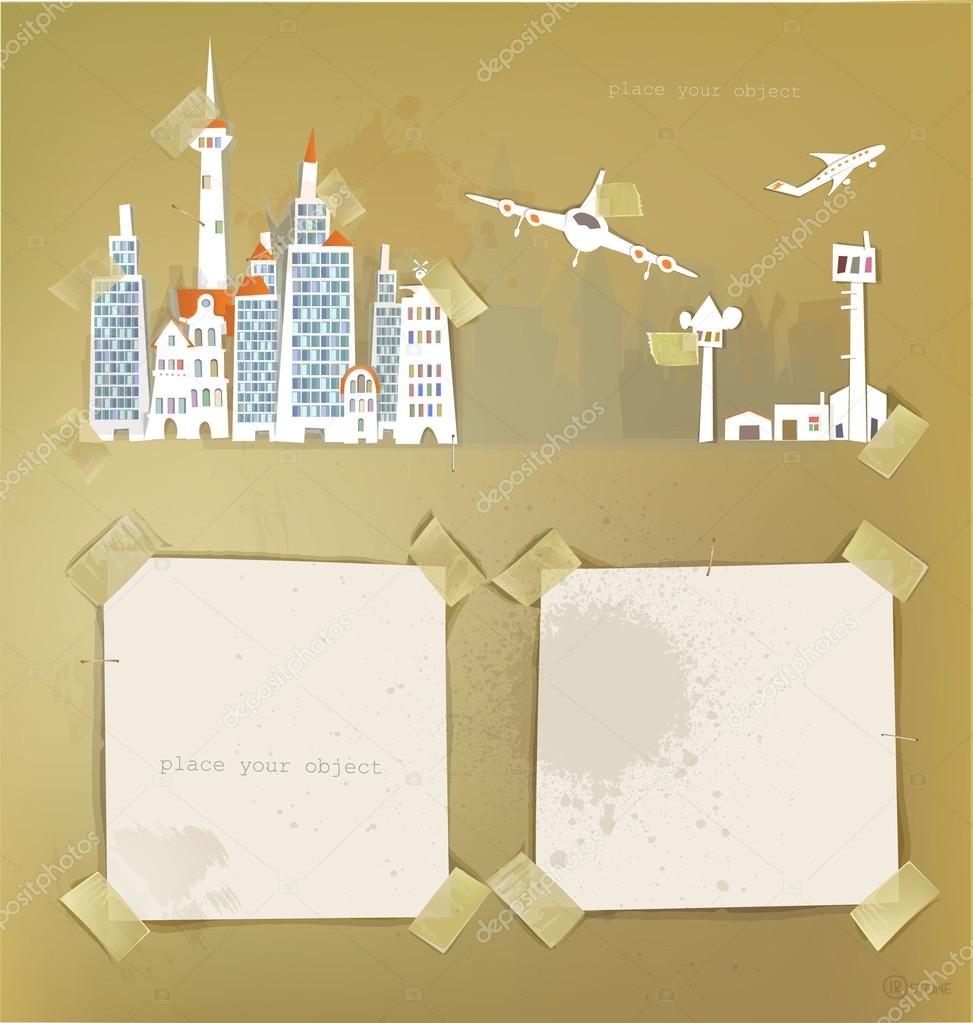 City, airport and paper backgrounds fix with tape