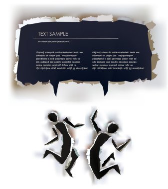 kağıt toplama insanlar ve kabarcık metin yırtık kağıt tasarımı için konuşuyor