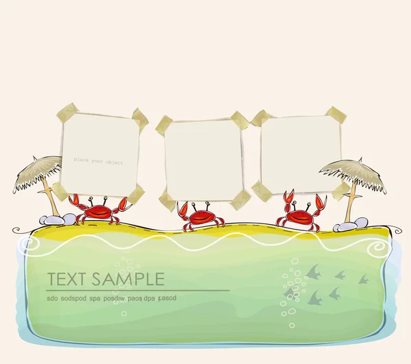 Crabes tenant fond de papier — Image vectorielle