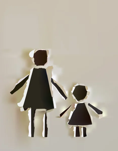 Jeune famille avec enfant illustration abstraite Collection de papier déchiré — Image vectorielle