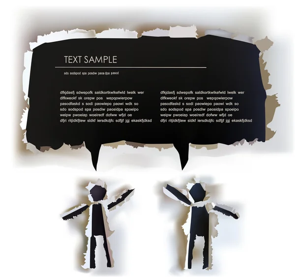 Sběr papíru mluví lidé a bublina text roztrhaný papír design — Stockový vektor