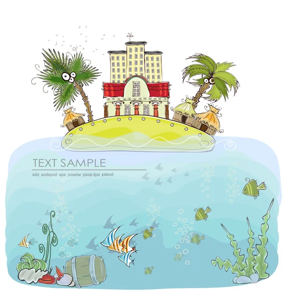 Happy world collection, Illustration de plage Paradise — Image vectorielle