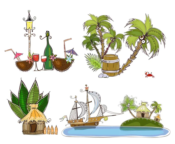 Fond de voyage, Paradis tropical, Happy world collection — Image vectorielle