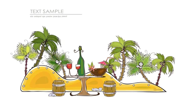 Paradise île café illustration Voyage consept collection "Happy World" — Image vectorielle