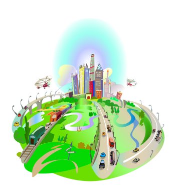 şehir ve yollar, ulaşım çevre consept, şehir koleksiyonu