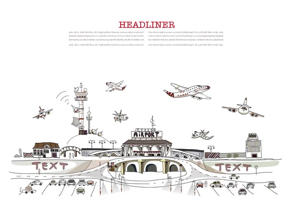 Ilustración aeropuerto, Colección ciudad — Archivo Imágenes Vectoriales