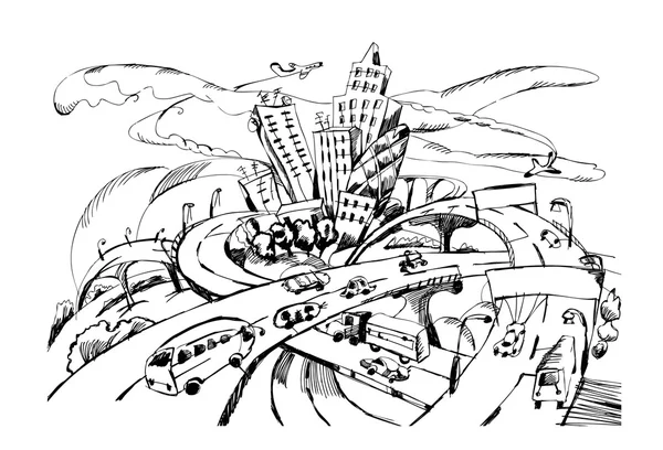 Stadt und Straßen, Verkehrsumgebung, Stadtsammlung — Stockvektor