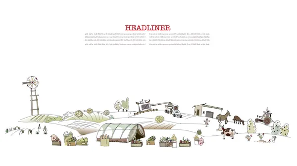 Farm illustration Bysamling – Stock-vektor