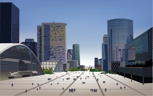 Vector realista centro de negocios, ilustración de la ciudad moderna — Vector de stock