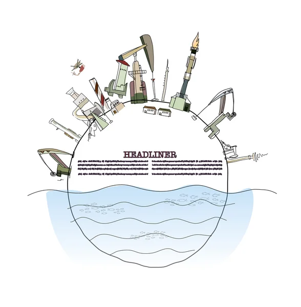 Planet und Schwerindustrie, Umweltschutz — Stockvektor