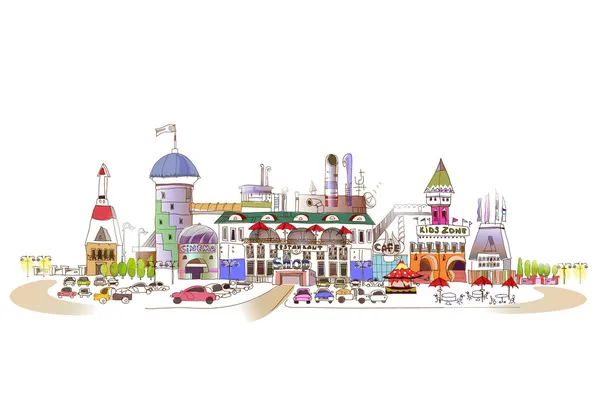 Shopping center illustratie, city collectie — Stockvector