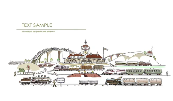 Illustrazione stazione ferroviaria centrale, Collezione City — Vettoriale Stock