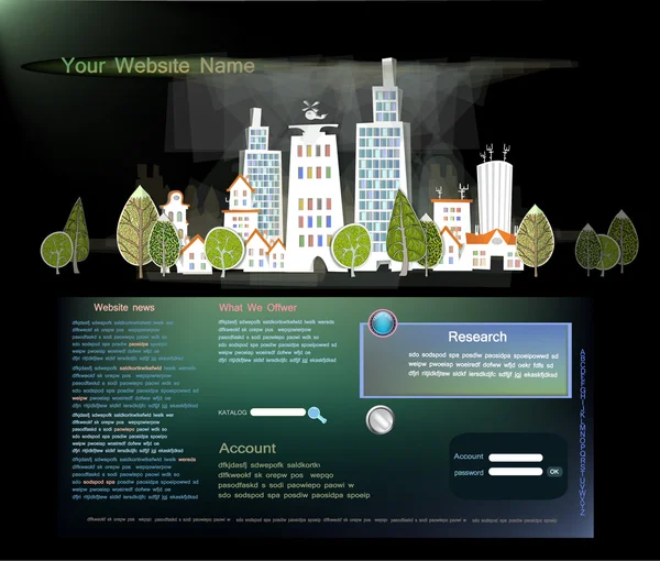 Plantilla de página web Ciudad, consepto de viaje — Archivo Imágenes Vectoriales