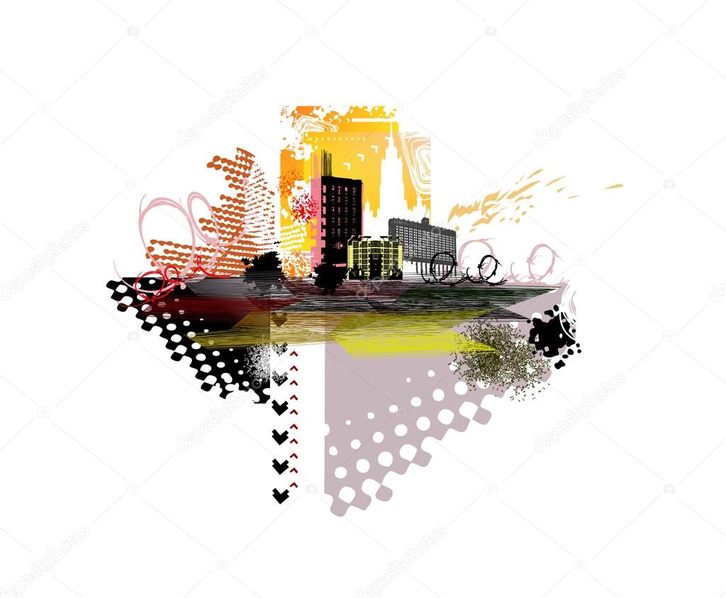 Grunge illustration of abstract city