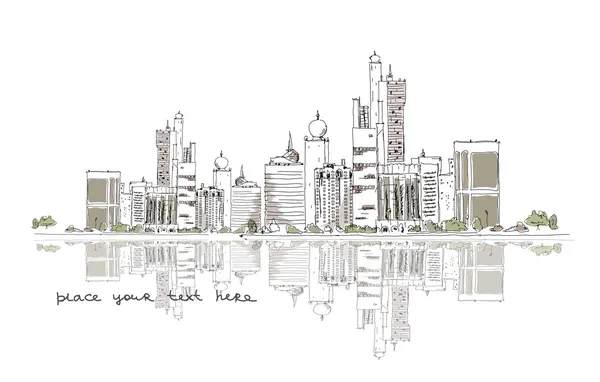 Förenade Arabemiraten bakgrund, skiss samling av huvudstäder — Stock vektor