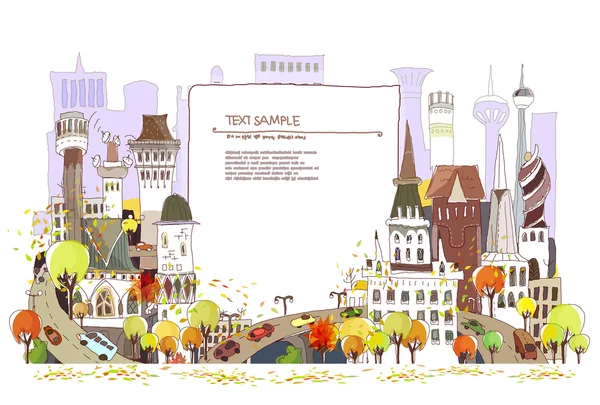 Stadtsammlung Herbst in der Stadt Illustration — Stockvektor