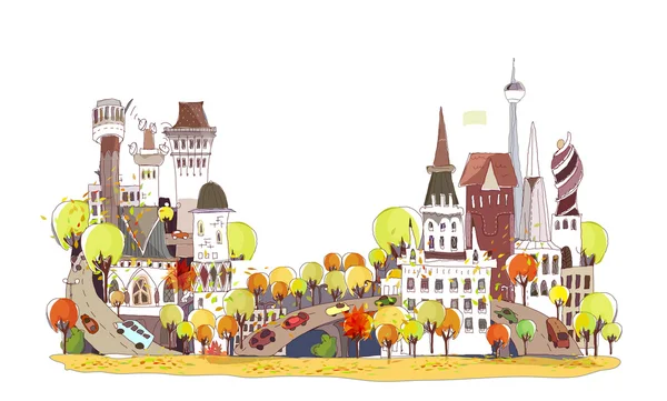 Collezione Autunno in città illustrazione — Vettoriale Stock