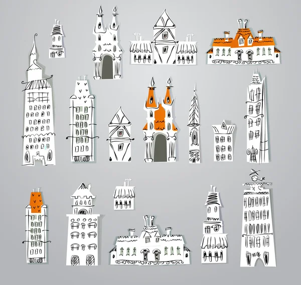 Colección Withe city Fondo de la ciudad — Vector de stock