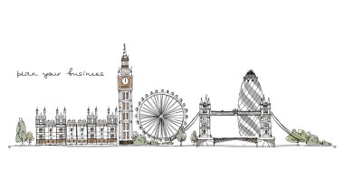 başkentler, Londra illüstrasyon kroki koleksiyonu
