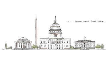 washington (ikonik bina) arka plan el çizimi