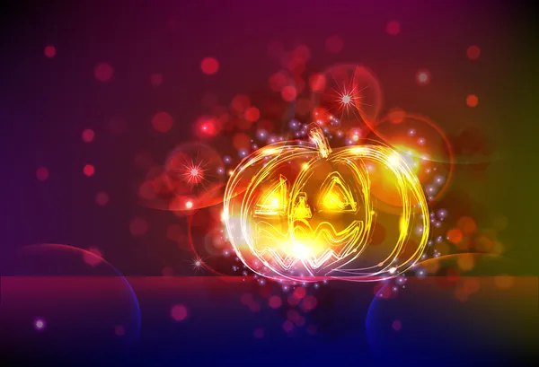 Neon halloween hintergrund mit pamkin — Stockvektor