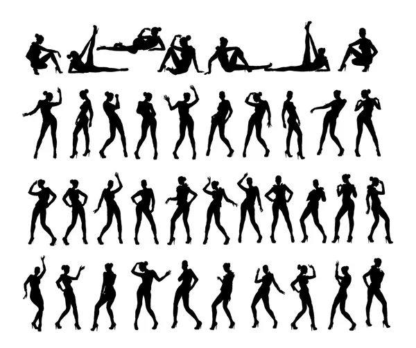 Kızlar siluetleri seti