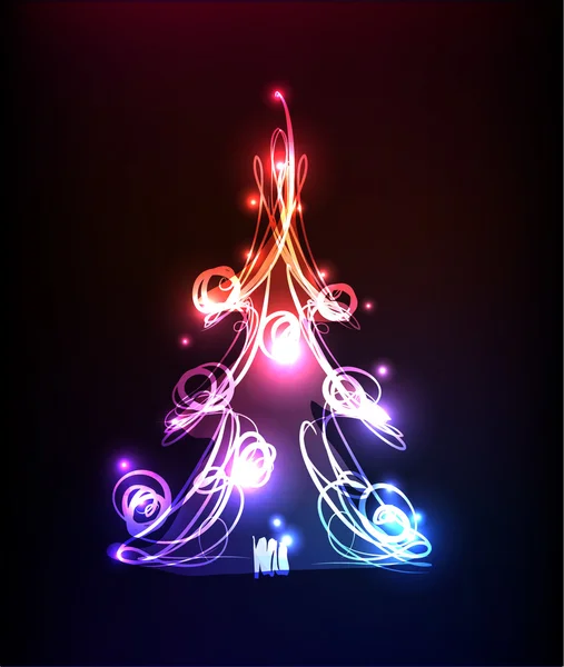 Neon Christmas tree — Stock Vector