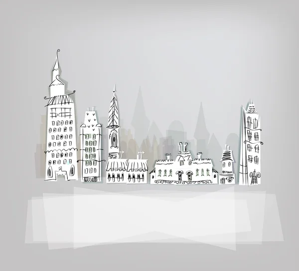 Colección ciudad blanca, Fondo de la ciudad de pegatinas de papel — Vector de stock