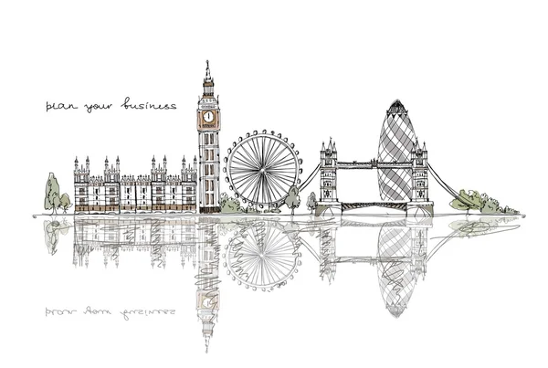 Başkentler, Londra illüstrasyon kroki koleksiyonu — Stok Vektör