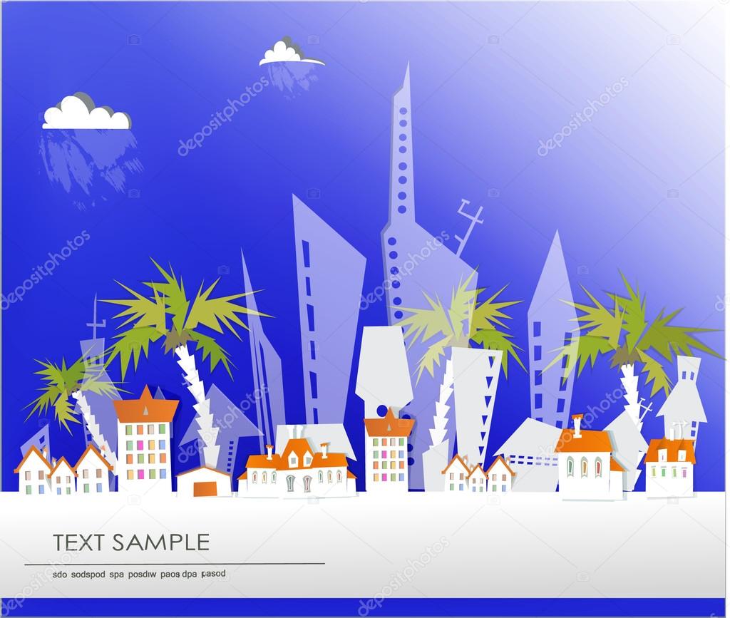 White city collection, City background made of paper stickers