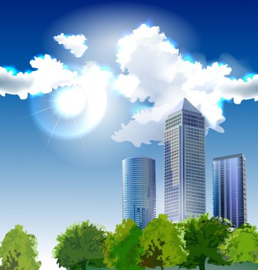 gerçekçi vektör modern şehir manzaralı