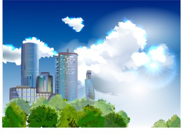 gerçekçi vektör modern şehir manzaralı