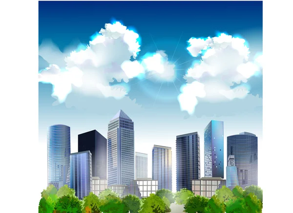 gerçekçi vektör modern şehir manzaralı