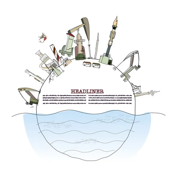 Industrielle Ansicht, Gas- und Ölfunde Illustration, Stadtsammlung — Stockvektor