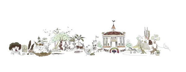 Cidade zoológico ilustração Cidade coleção — Vetor de Stock