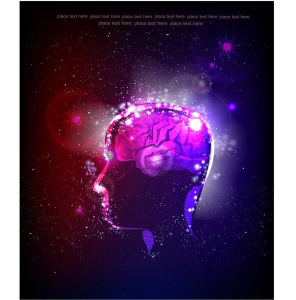 La testa dell'uomo, concetto pensante Neon collection illustration — Vettoriale Stock