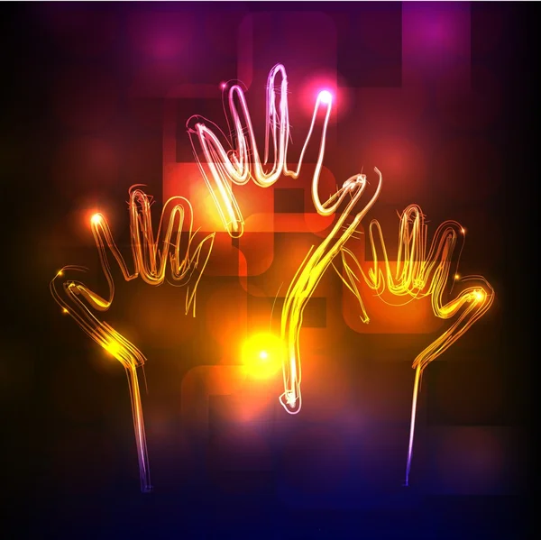 Neon hand — Stockvector
