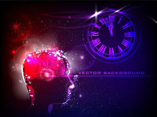 Neon background Human and time — Stock Vector