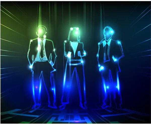 Neon Hintergrund Business-Team — Stockvektor